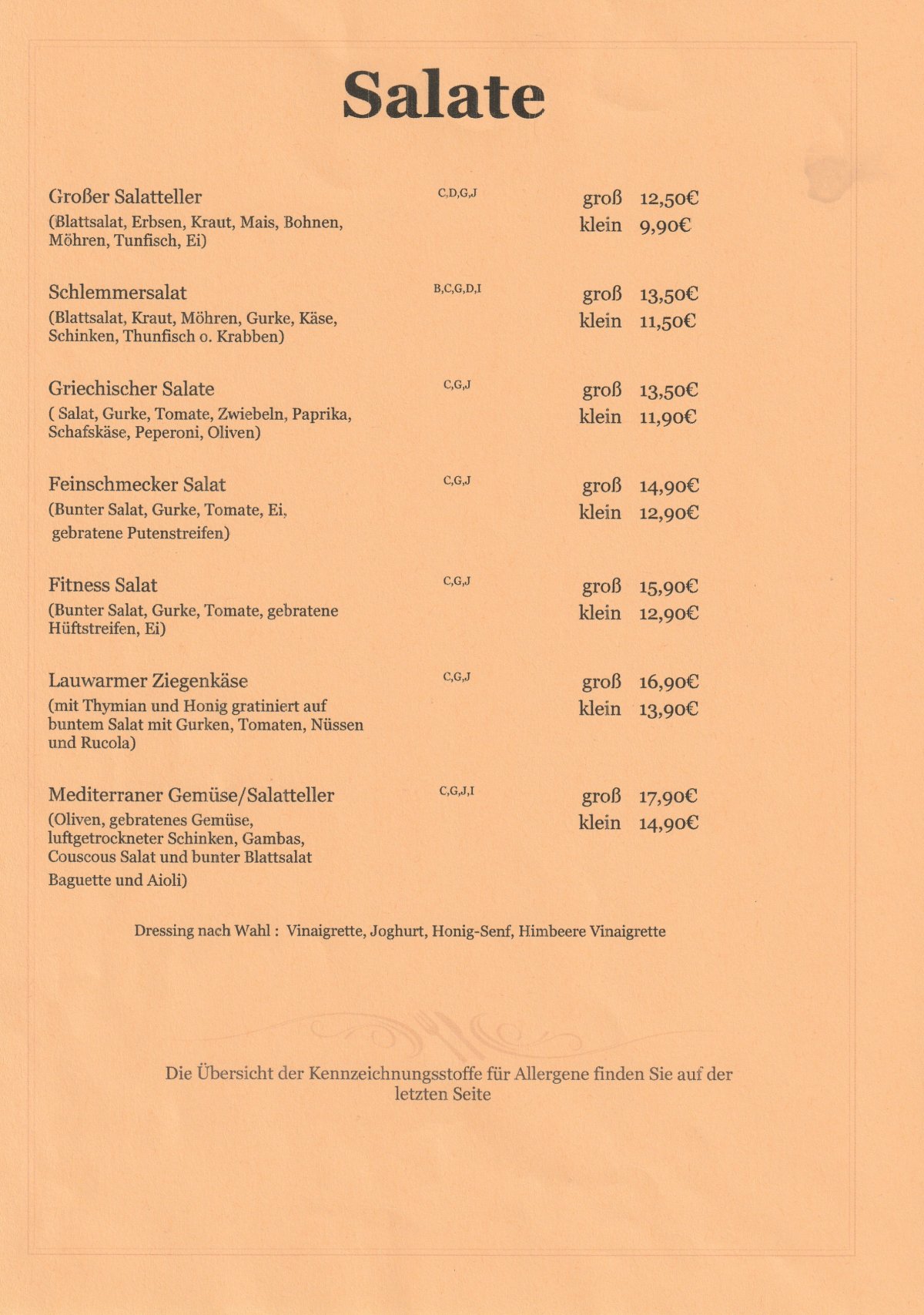 Restaurant bei Manni Bedburg - Speisekarte deutsche Küche Seite 2 - Traditionelle Gerichte Rhein-Erft-Kreis