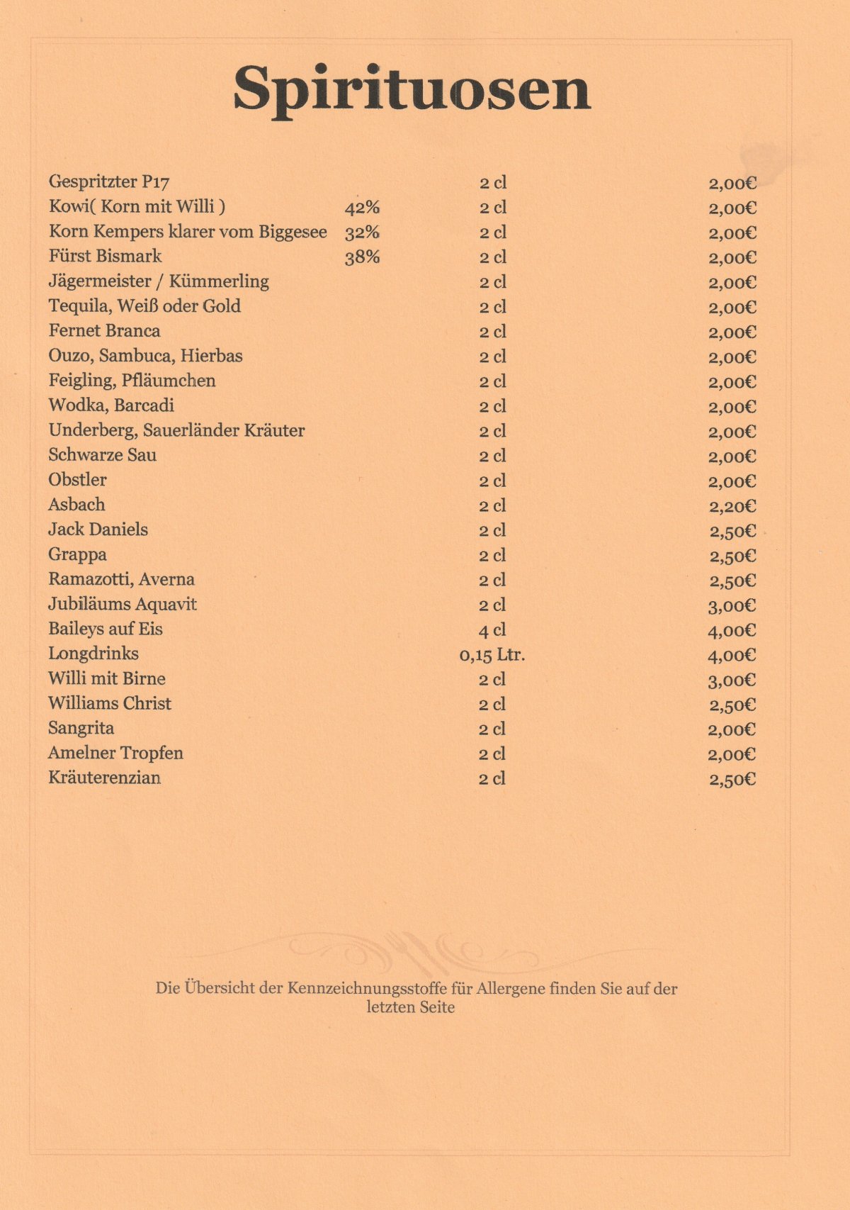 Restaurant bei Manni Bedburg - Speisekarte deutsche Küche Seite 12 - Traditionelle Gerichte Rhein-Erft-Kreis