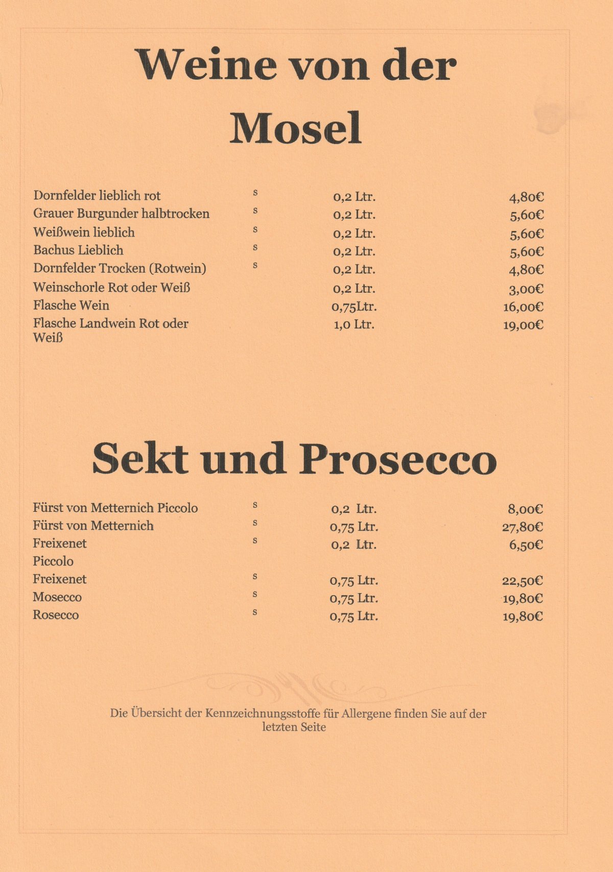 Restaurant bei Manni Bedburg - Speisekarte deutsche Küche Seite 14 - Traditionelle Gerichte Rhein-Erft-Kreis